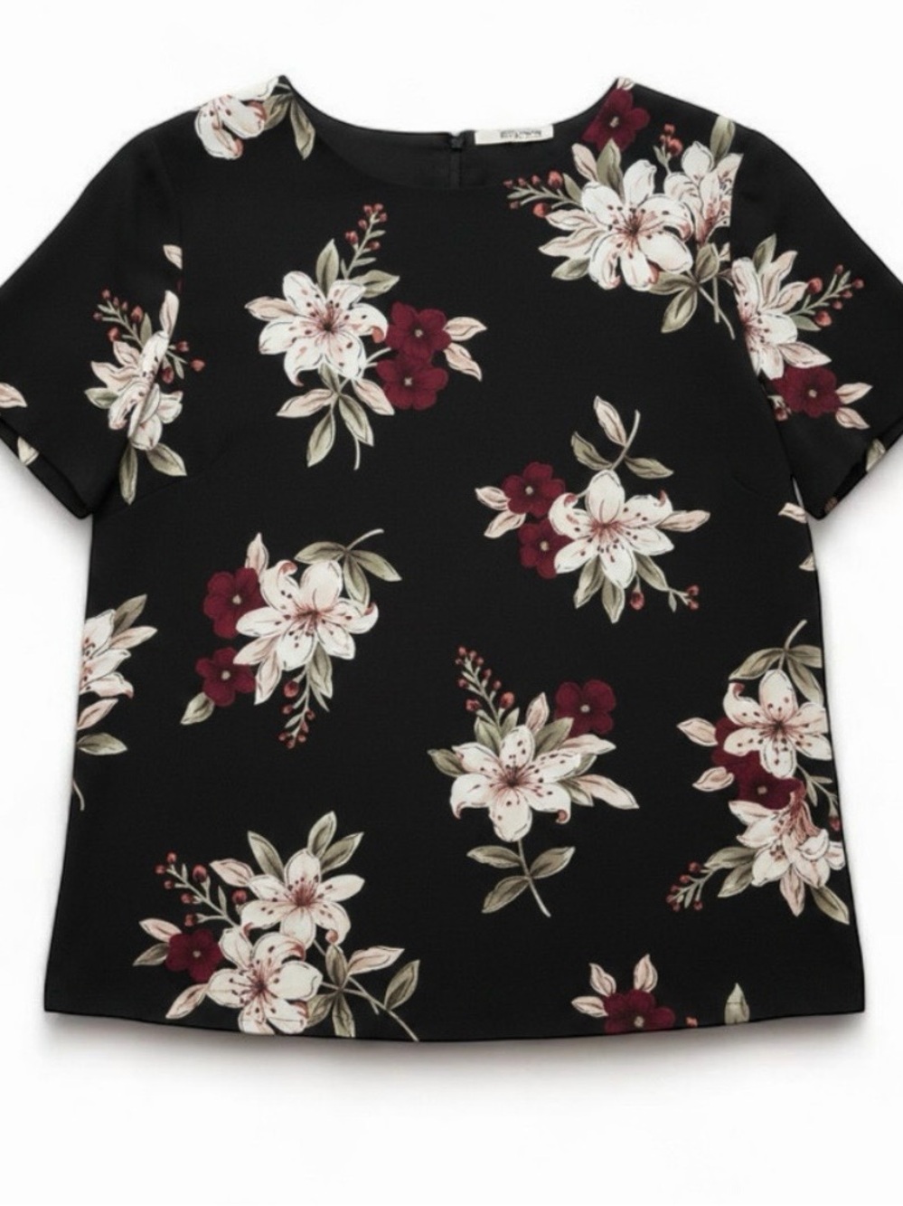 Jaclyn Smith Vintage Black Floral Blouse Womens Medium